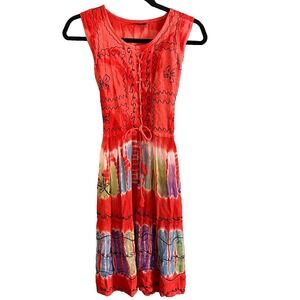 Nany Images Women's Floral Geometric Pattern Pull Over Dress Made In India